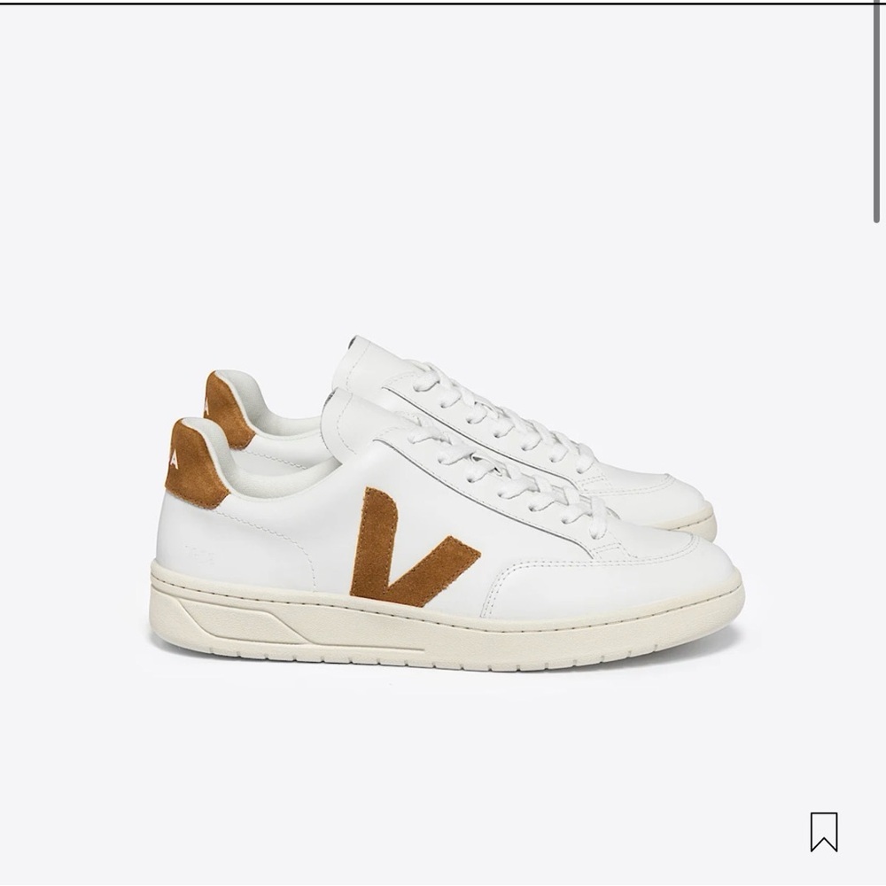 Veja V-12 Leather White Camel Sneakers